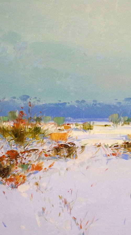 Winter Day, Landscape oil painting, One of a kind, Signed, Handmade artwork by Vahe Yeremyan