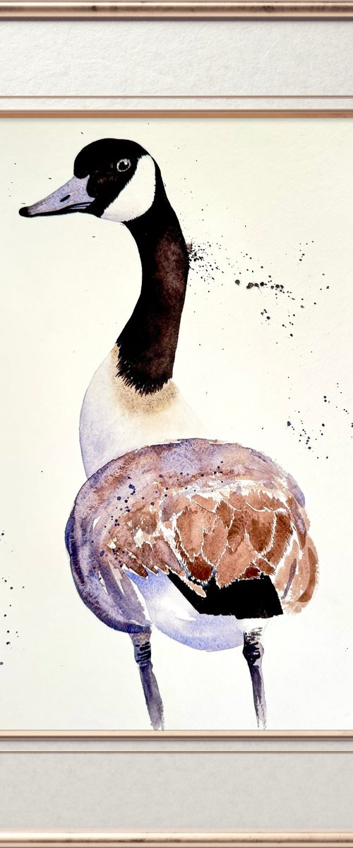 Curious duck Black long neck by Yuliia Sharapova