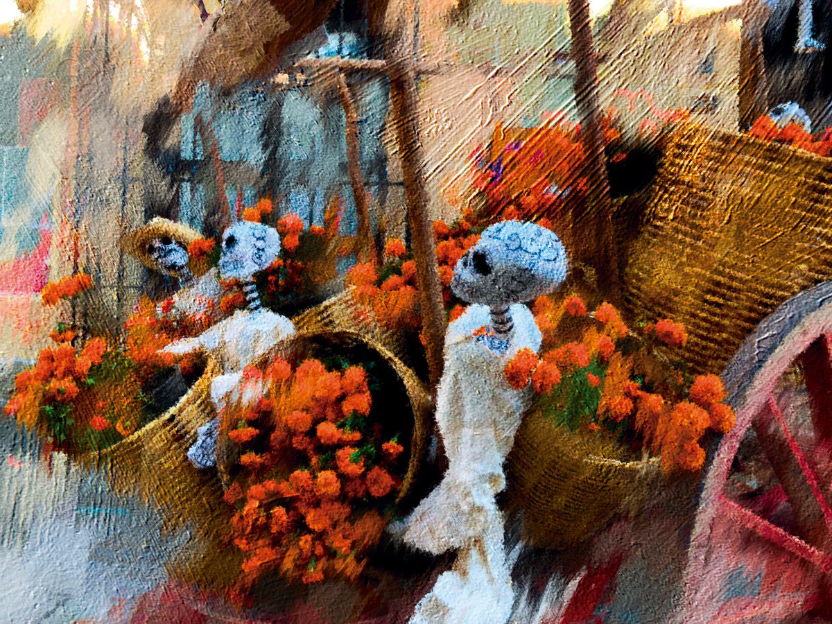 Calaveras con cestos/original artwork by Javier Diaz