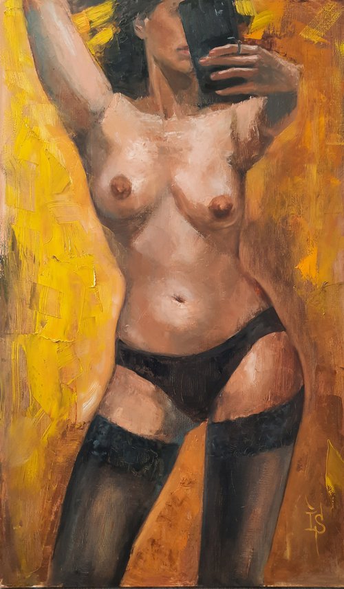 Selfie in stockings by Irina Sergeyeva