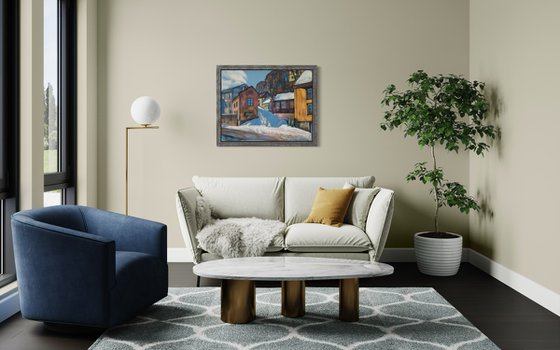 Denim seria.Blue shadows of February