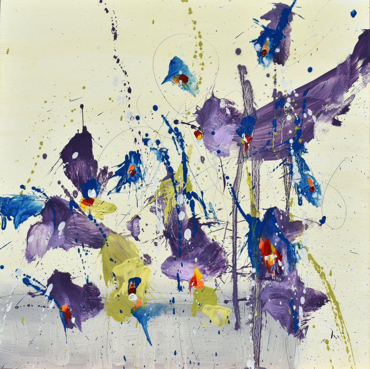 Abstract art - Fleur de Confiance (Flower of Trust) - 12 x 12 IN / 30 x 30 CM - Abstract F... by Cynthia Ligeros