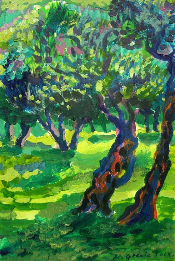 Green olive orchard