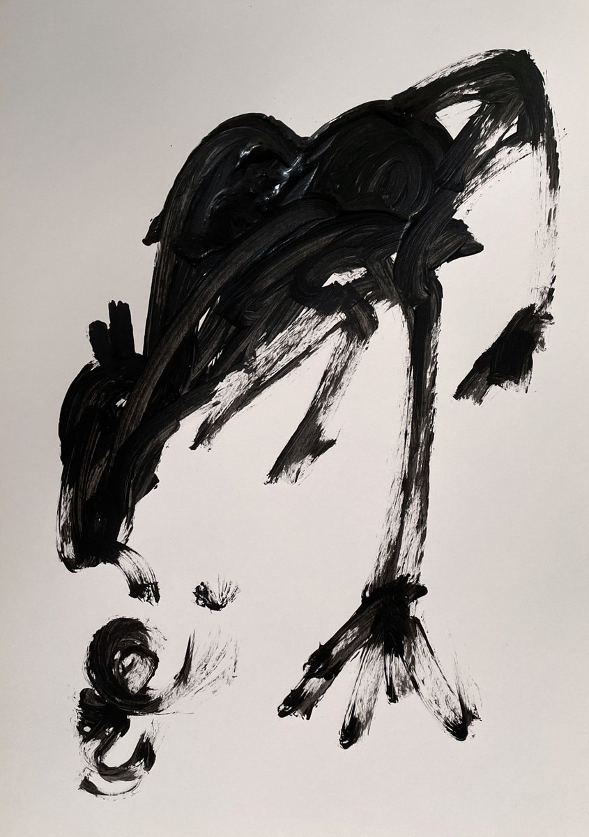 Abstract Acrylic Painting By Mattia Paoli, 8 X 12", Dog, Original Artwork