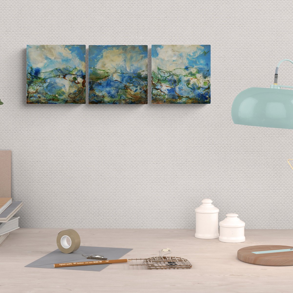 Organic Abstract Painting By Dora Stork, 24 X 8, Horizon Fragments Series, Original Artwork