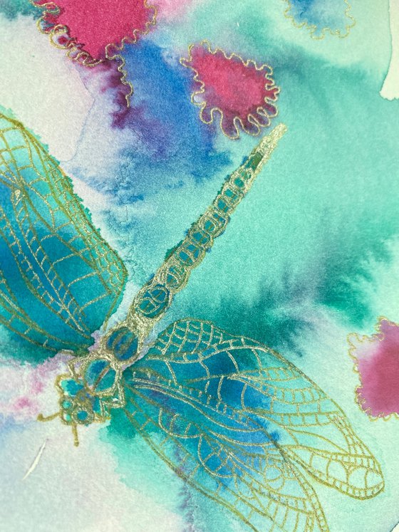 Dragonfly Watercolor Painting