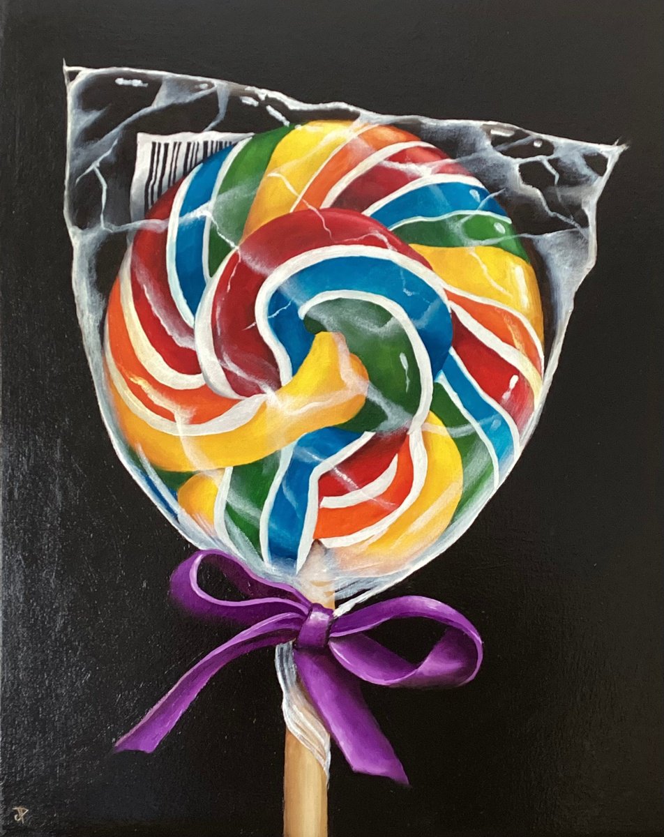 Photorealistic Still Life Oil Painting By Jane Palmer Art, 17 X 21, Lollipop Still Life, Original Artwork