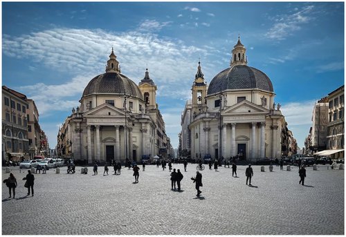Silhouettes in Piazza del Popolo by Rick Turner