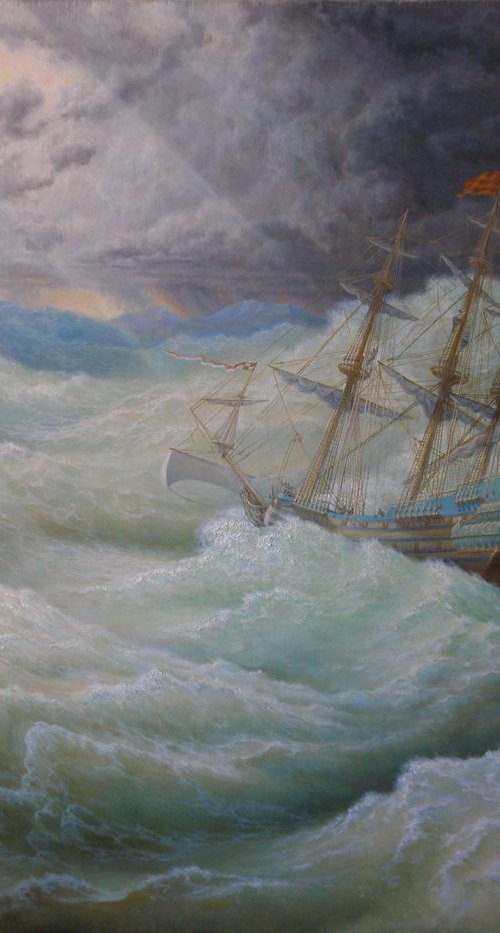 A ship in stormy sea by Yuriy Matrosov