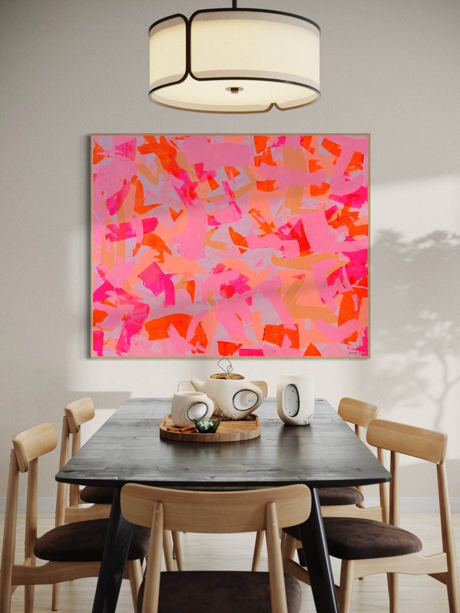 Abstract Acrylic Painting By George Hall, 60 X 48, Neon Perception, Original Artwork