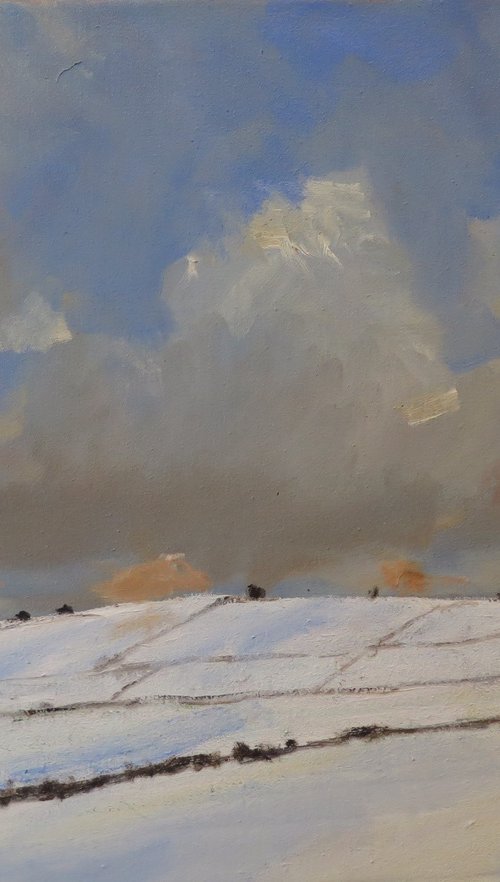 Snow on Garrowby Hill by Malcolm Ludvigsen