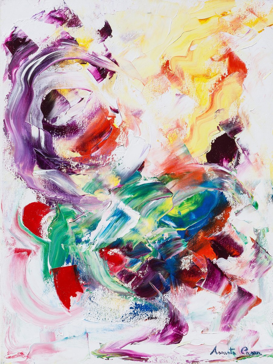 Abstract Oil Painting By Assunta Cassa, 12 X 16, Anima Jazz, Original Artwork