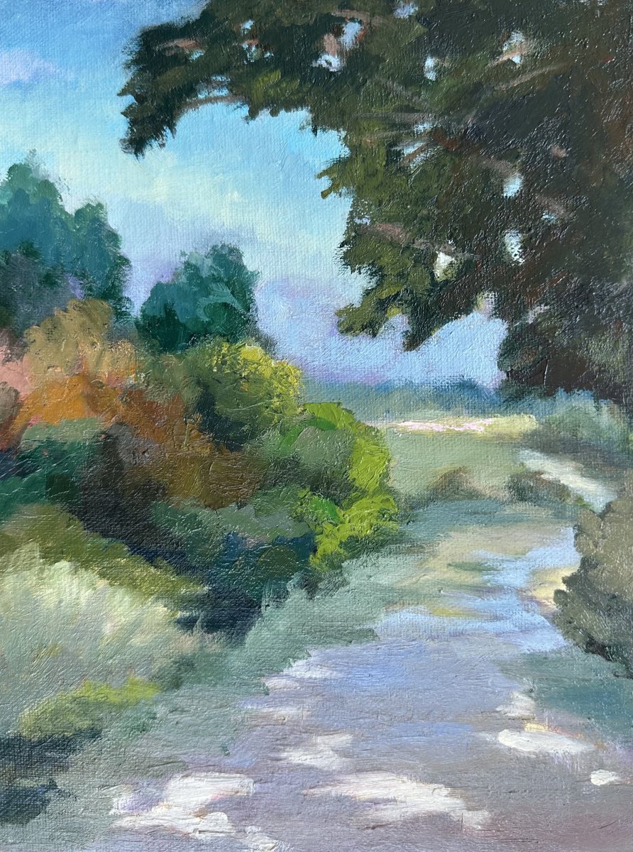 Impressionistic Landscape Oil Painting By Grace Diehl, 6 X 8, Country Path, Original Artwork