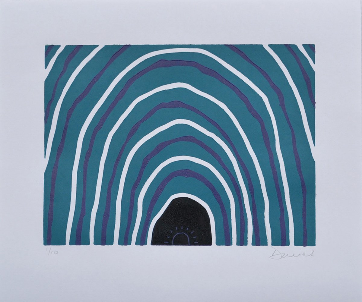 Abstract Linocut By Julian Davies, 11 X 9", Mckeever