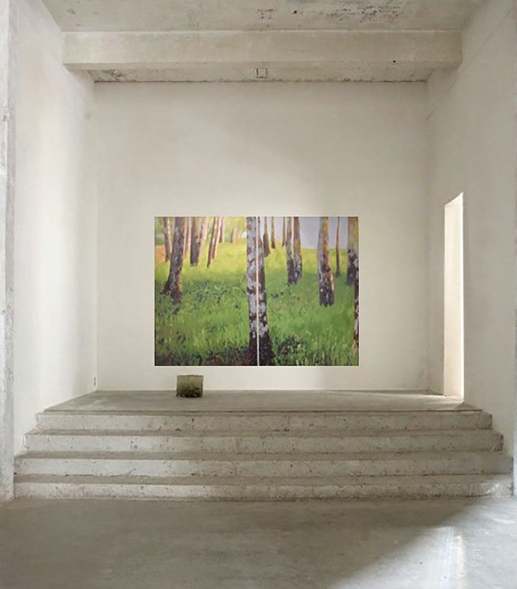 Impressionistic Landscape Acrylic Painting By Ida Harm, 79 X 59, Birches, Original Artwork