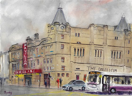 Pavilion Theatre Glasgow Scotland Framed Watercolour Painting