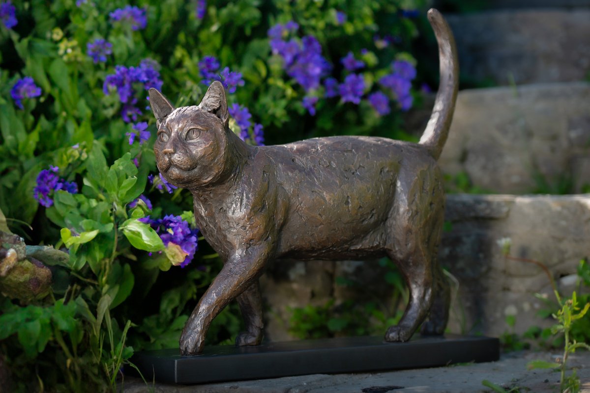 Animal Bronze Sculpture By Tanya Russell, 20 X 20", Community Cat (Br Sculpture), Original Artwork
