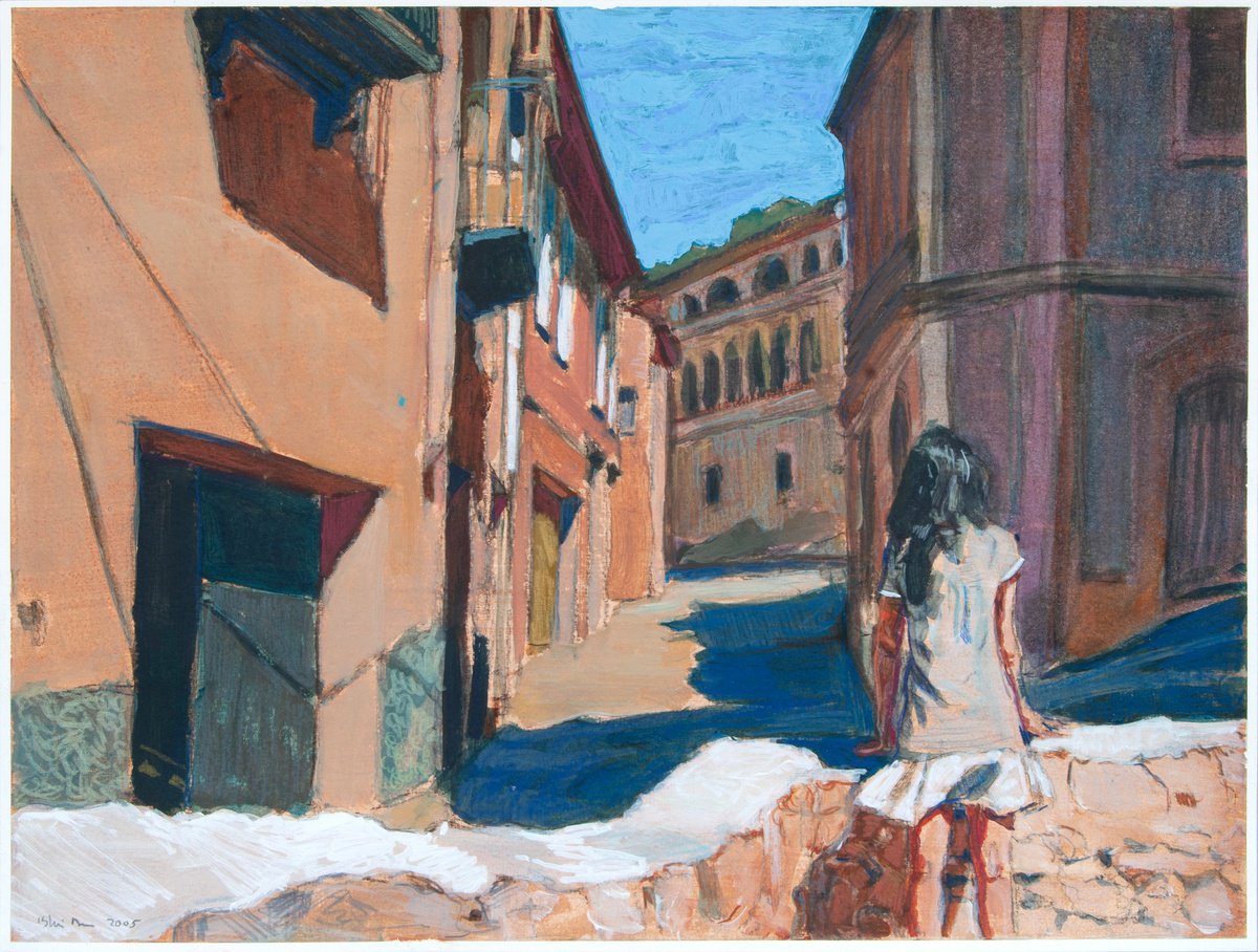 Impressionistic Cityscapes Painting By Ishai Rimmer, 15 X 12, Witing For Something Better To Come Along, Original Artwork