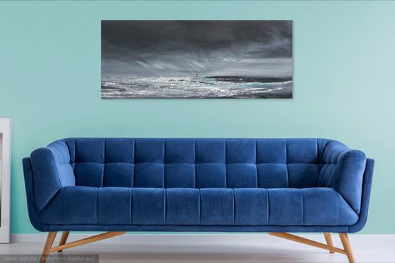Seascape, Wind Whispers - Panoramic, XL, Modern Art Office Decor Home