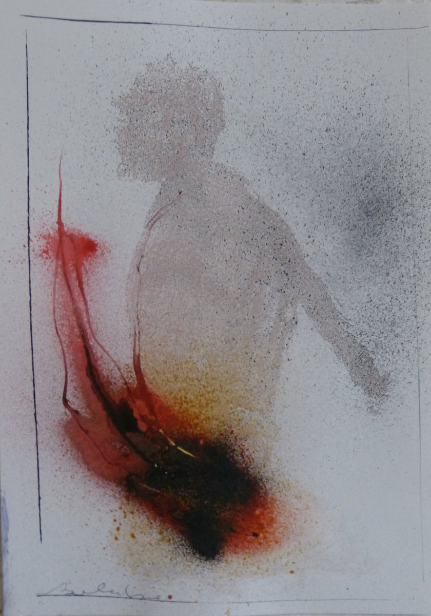 Expressive Portrait Ink Drawing By Frederic Belaubre, 8 X 11, Phantom 21-2, 21X29 Cm, Original Artwork