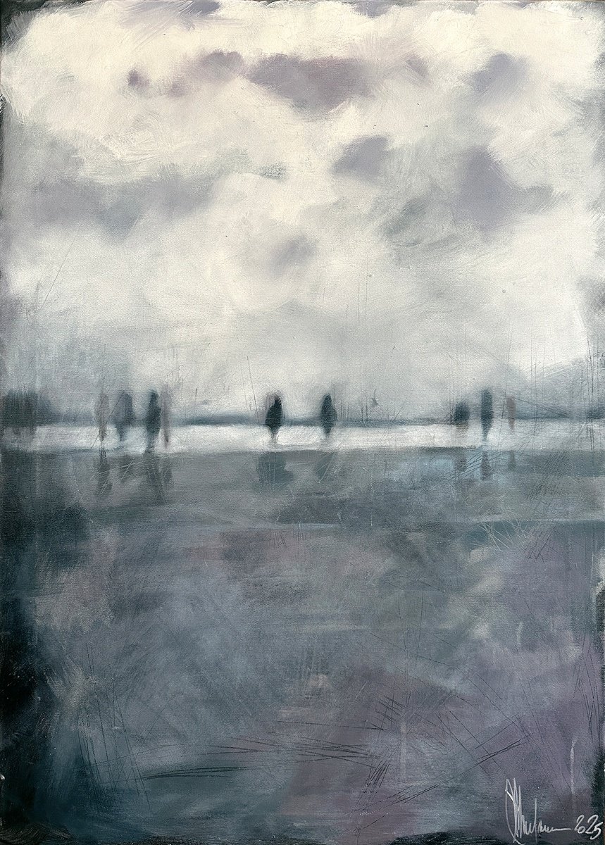 Expressive Landscape Oil Painting By Igor Shulman, 26 X 36, Deep Low Tide., Original Artwork