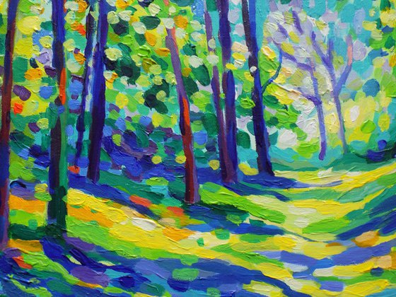 Forest in turquoise and yellow