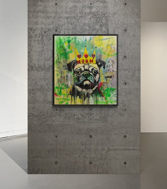 Noise of the Streets: Pug. 31.5 x 34.65in (80cm x 88cm)