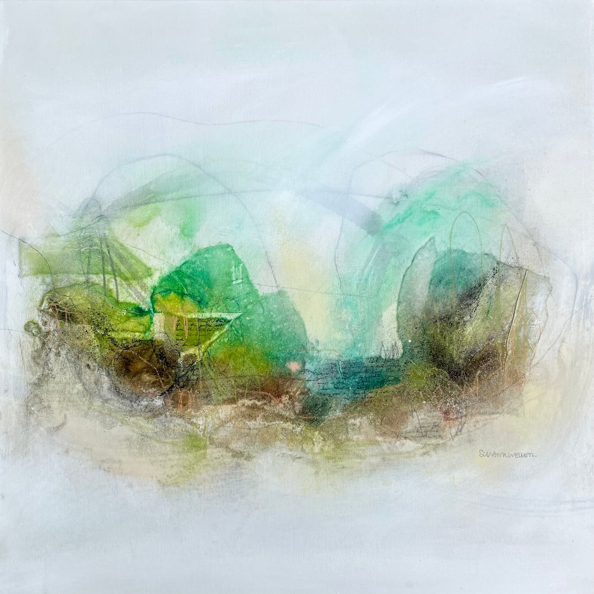 Abstract Acrylic Painting By Kirsten Schankweiler, 24 X 24", Peaceful Moments No. 2, Original Artwork