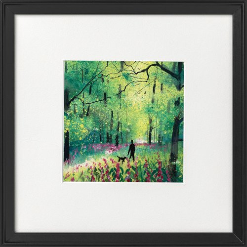 Seasons -  Late Spring Woodland Walk with the dog Framed by Teresa Tanner