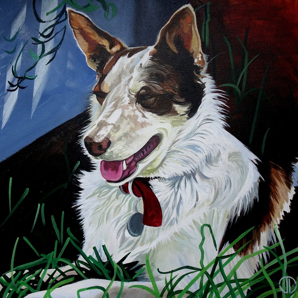 Impressionistic Animal Acrylic Painting By Joseph Lynch, 20 X 20, Time To Rest, Original Artwork