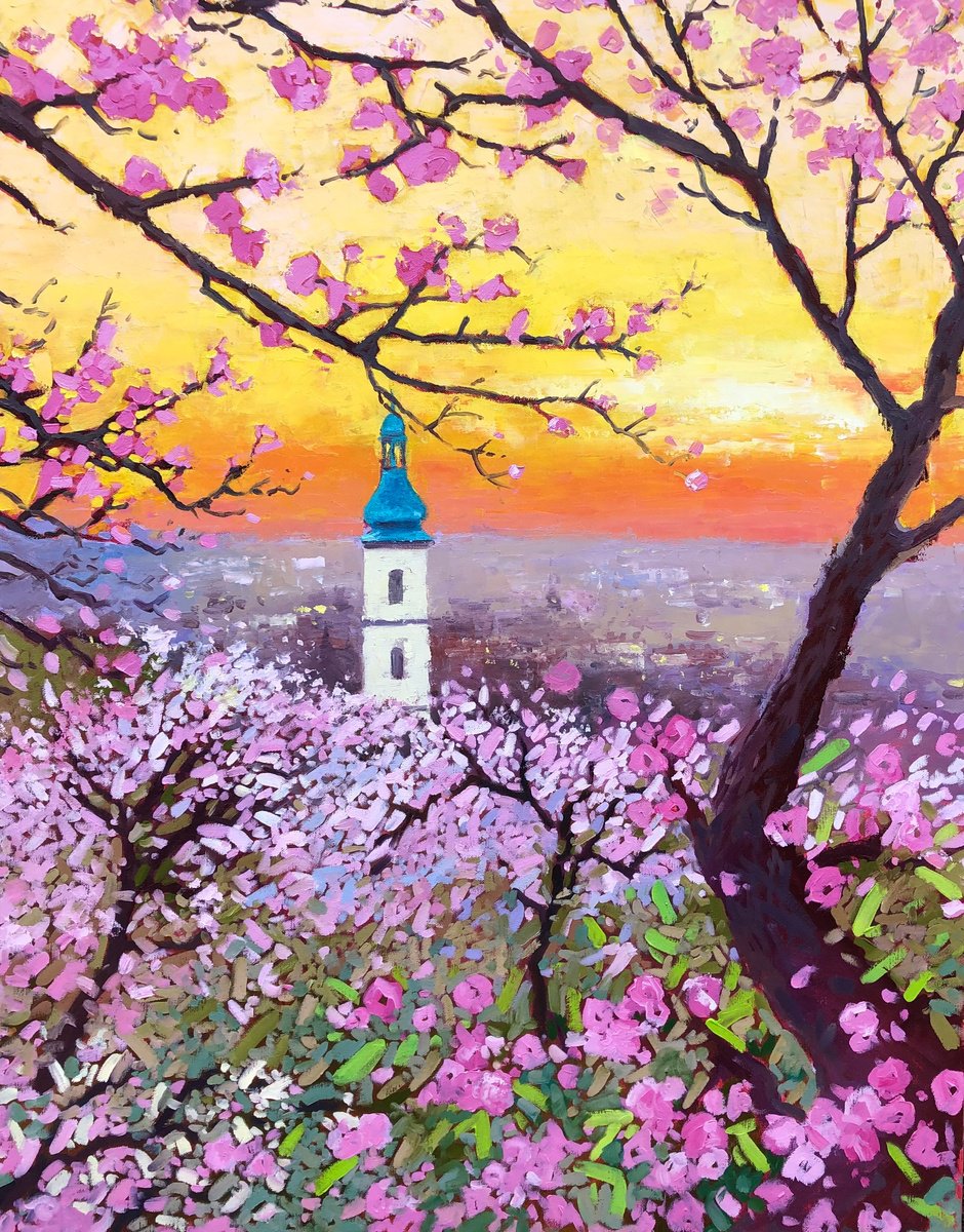Spring In Prague. Sunset By Volodymyr Smoliak, 28 X 35, Artwork For Sale On Artfinder