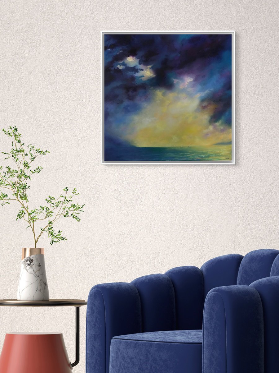 Expressive Oil Painting , Sun Burst. By Nicole Tudor-Williams, 24 X 24, Artwork For Sale On Artfinder