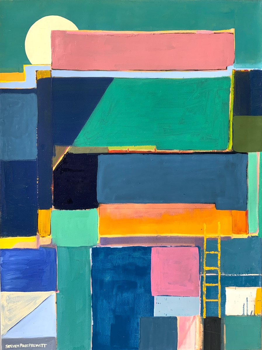 Abstract Landscape 33 with a Yellow Ladder and North Charleston Containers by Steven Page Prewitt