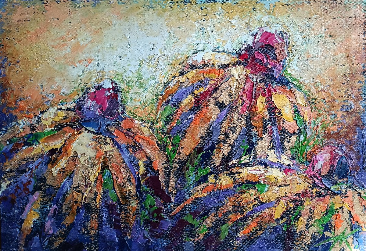 Impressionistic Botanical Oil Painting By Anastasia Kozorez, 12 X 8, Flowers In The Field, Original Artwork