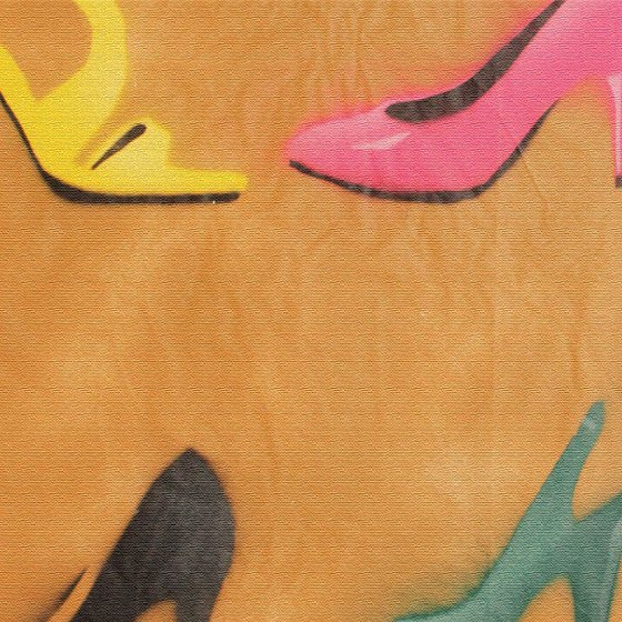 Sly heels (on a box canvas).