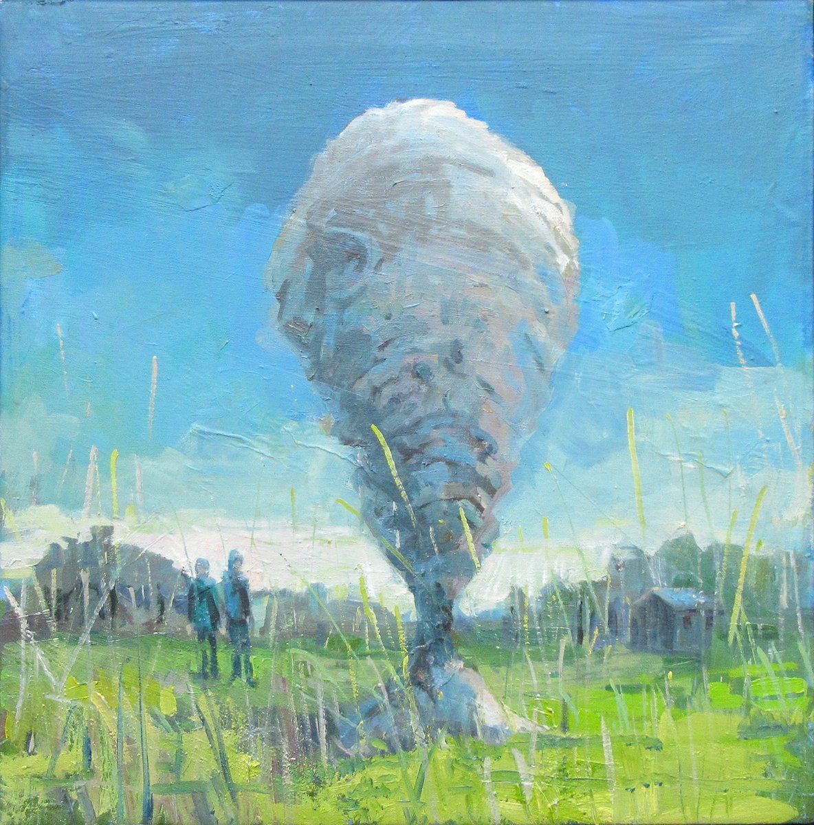 Impressionistic Landscape Oil Painting By Alan Pergusey, 21 X 21, The Balloon Stone, Original Artwork