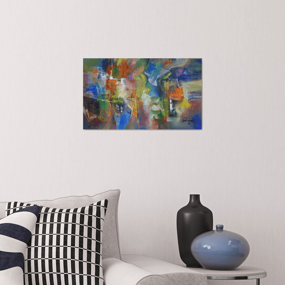 Change Of Seasons, Multi Colored Oil Painting, horizontal Canvas Art