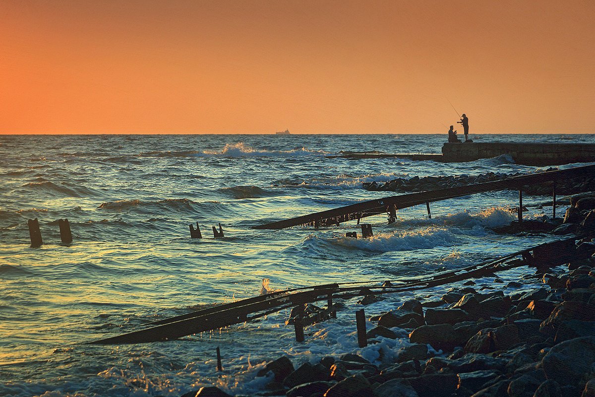 Impressionistic Landscape Photograph By Valerix, 24 X 16", At Orange Dawn., Original Artwork