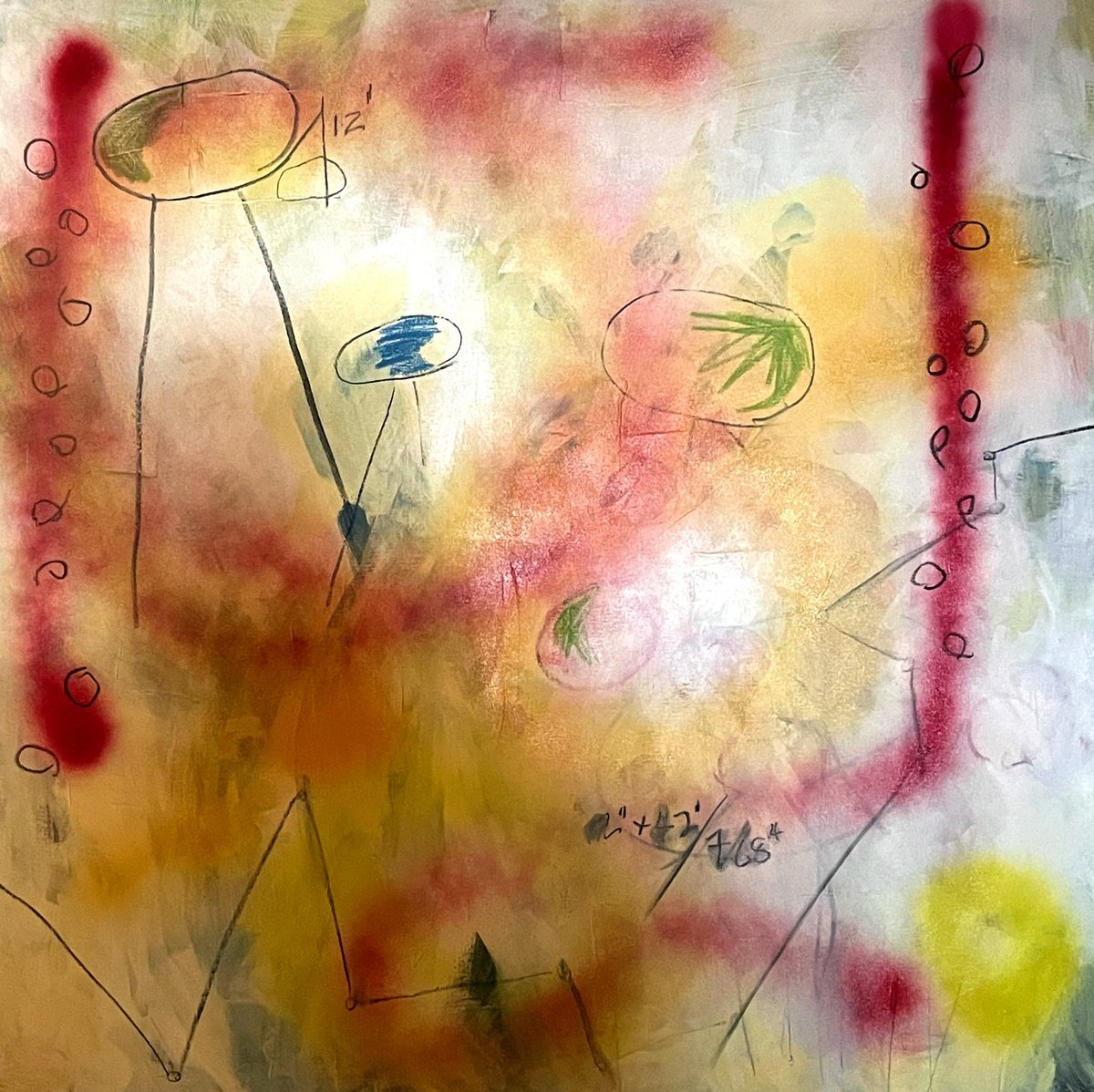 Abstract Painting By Shelli Finch, 36 X 36", Red As My Rage, Original Artwork