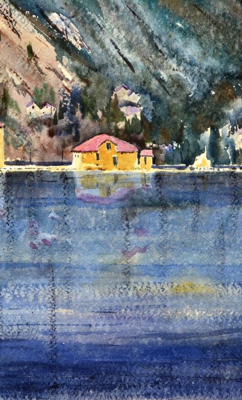 Church on island near Perast, Montenegro - original art by Nenad Kojić by Nenad Kojić watercolorist
