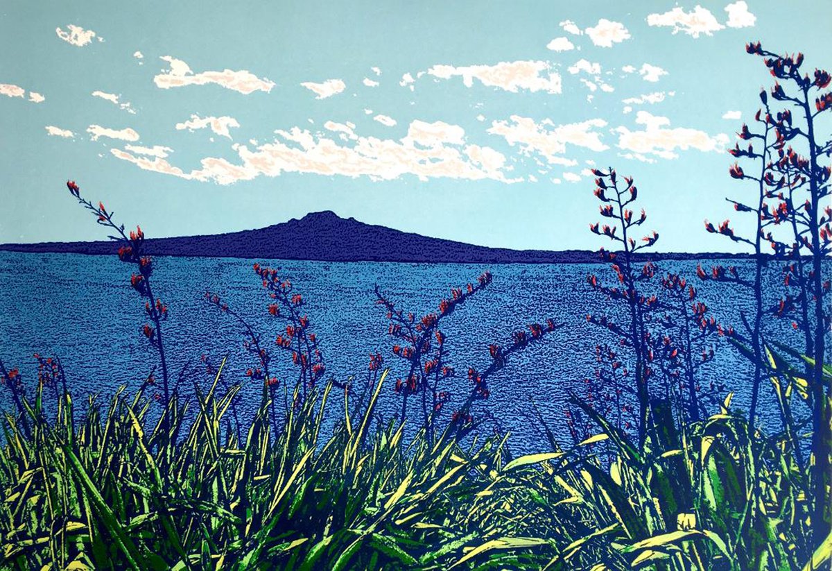 Coastal view of Rangitoto by Talia Russell