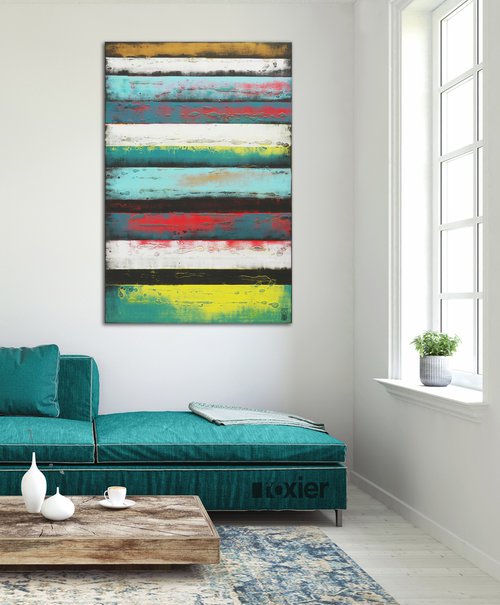 Turquoise Vertical Panels by Ronald Hunter