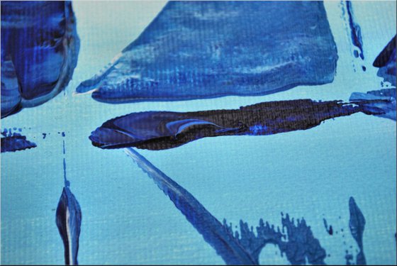 Rainy Days - Abstract Seascape - Acrylic Painting - Canvas Art- Blue Wall Art