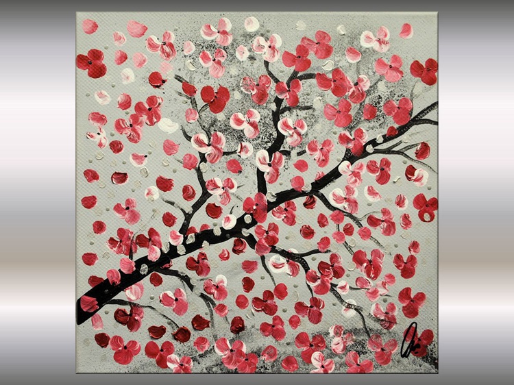 Red Cherry Blossoms Acrylic Abstract Painting Ch Artfinder