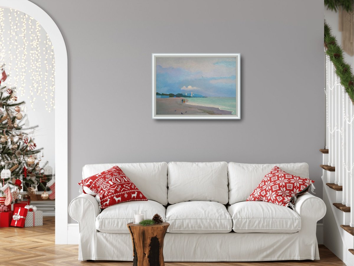 Impressionistic Landscape Oil Painting By Vasyl Koval, 28 X 20", The Walk, Original Artwork