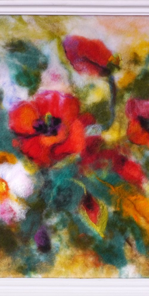 Poppies and wild rose by Elena Lykhodid