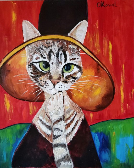 Cat  in a Hat, inspired by Amedeo Clemente Modigliani