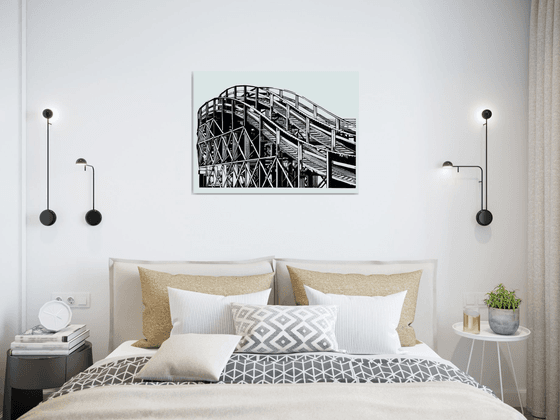 Scenic Railway single colour linocut