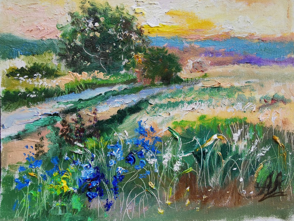 Sunrise In The Field By Annet Loginova, 8 X 12, Artwork For Sale On Artfinder