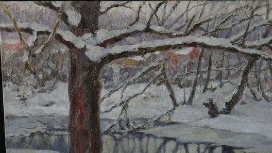 The Winter River - winter landscape painting